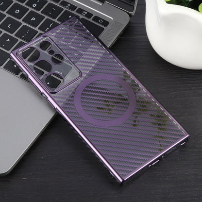 For Samsung Galaxy S23 Ultra 5G 6D Plated Carbon Fiber Clear Magsafe PC Phone Case(Aurora Purple) - Galaxy S23 Ultra 5G Cases by buy2fix | Online Shopping UK | buy2fix