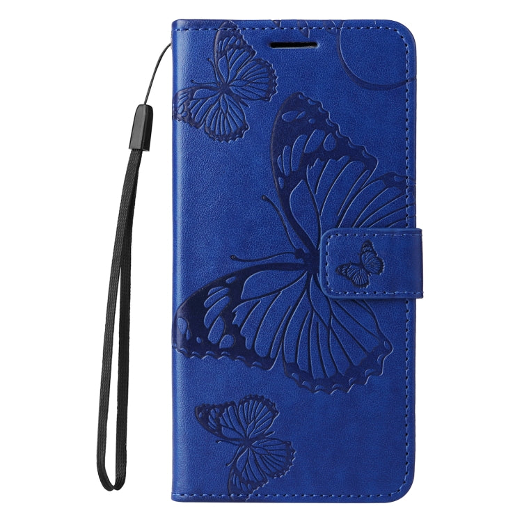 For iPhone 16 Pro Max 3D Butterfly Embossed Pattern Flip Leather Phone Case(Blue) - iPhone 16 Pro Cases by buy2fix | Online Shopping UK | buy2fix