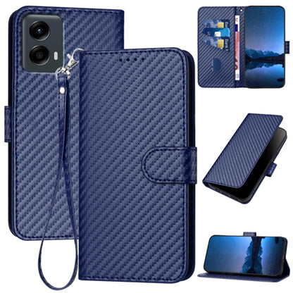 For Motorola Moto G 5G 2024 YX0070 Carbon Fiber Buckle Leather Phone Case with Lanyard(Royal Blue) - Motorola Cases by buy2fix | Online Shopping UK | buy2fix