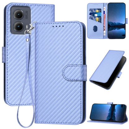 For Motorola Edge 5G 2024 YX0070 Carbon Fiber Buckle Leather Phone Case with Lanyard(Light Purple) - Motorola Cases by buy2fix | Online Shopping UK | buy2fix