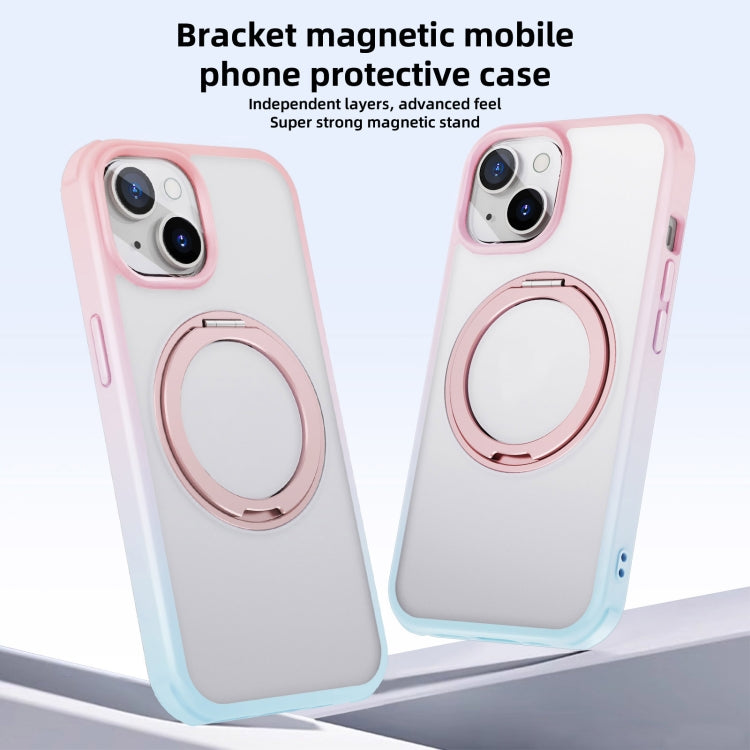 For iPhone 14 MagSafe Holder PC Hybrid TPU Phone Case(Pink Blue) - iPhone 14 Cases by buy2fix | Online Shopping UK | buy2fix