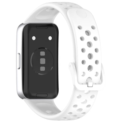 For Huawei Band 9 / 9 NFC / 8 / 8 NFC Round Hole Nail Button Silicone Watch Band(White) - Watch Bands by buy2fix | Online Shopping UK | buy2fix