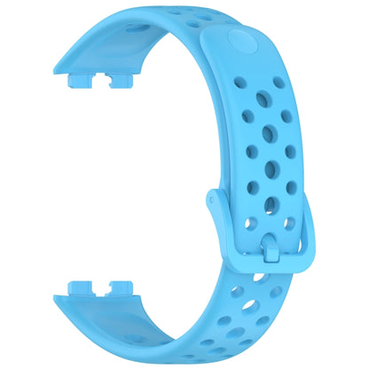 For Huawei Band 9 / 9 NFC / 8 / 8 NFC Round Hole Nail Button Silicone Watch Band(Sky Blue) - Watch Bands by buy2fix | Online Shopping UK | buy2fix