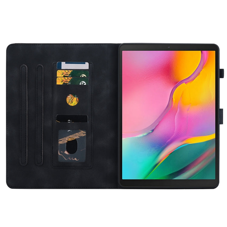 For Samsung Galaxy Tab A 10.1 2019 Lily Embossed Leather Tablet Case(Black) - Tab A 10.1 (2019) T510 / T515 by buy2fix | Online Shopping UK | buy2fix