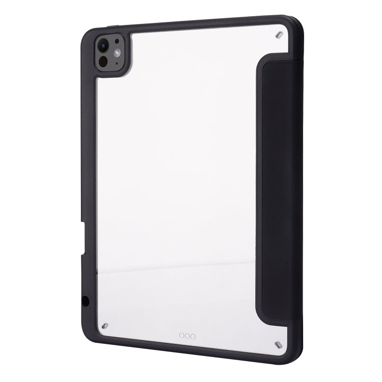 For iPad Pro 11 2024 Deformation Transparent Acrylic Leather Tablet Case(Black) - iPad Pro 11 2024 Cases by buy2fix | Online Shopping UK | buy2fix