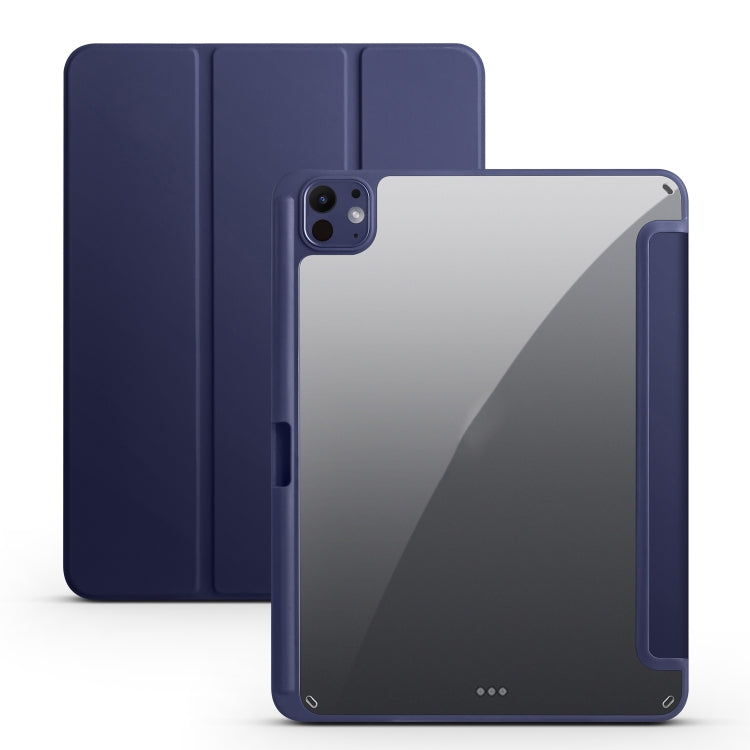 For iPad Pro 13 2024 Acrylic 3-folding Smart Leather Tablet Case(Dark Blue) - iPad Pro 13 2024 Cases by buy2fix | Online Shopping UK | buy2fix