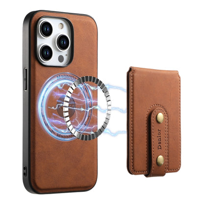 For iPhone 15 Pro Max Denior D14 NK Retro Pattern MagSafe Magnetic Card Holder Leather Phone Case(Brown) - iPhone 15 Pro Max Cases by Denior | Online Shopping UK | buy2fix