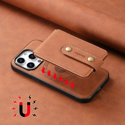 For iPhone 15 Pro Max Denior D14 NK Retro Pattern MagSafe Magnetic Card Holder Leather Phone Case(Brown) - iPhone 15 Pro Max Cases by Denior | Online Shopping UK | buy2fix