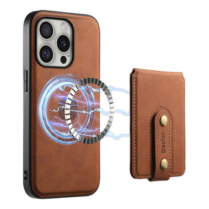 For iPhone 16 Pro Denior D14 NK Retro Pattern MagSafe Magnetic Card Holder Leather Phone Case(Brown) - iPhone 16 Pro Cases by Denior | Online Shopping UK | buy2fix