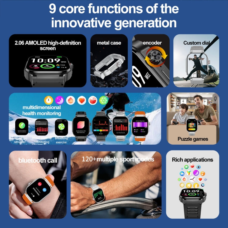 G40S 2.06 inch IP67 BT5.2 Sport Smart Watch, Support Bluetooth Call / Sleep / Blood Oxygen / Heart Rate / Blood Pressure Health Monitor(Black) - Smart Watches by buy2fix | Online Shopping UK | buy2fix