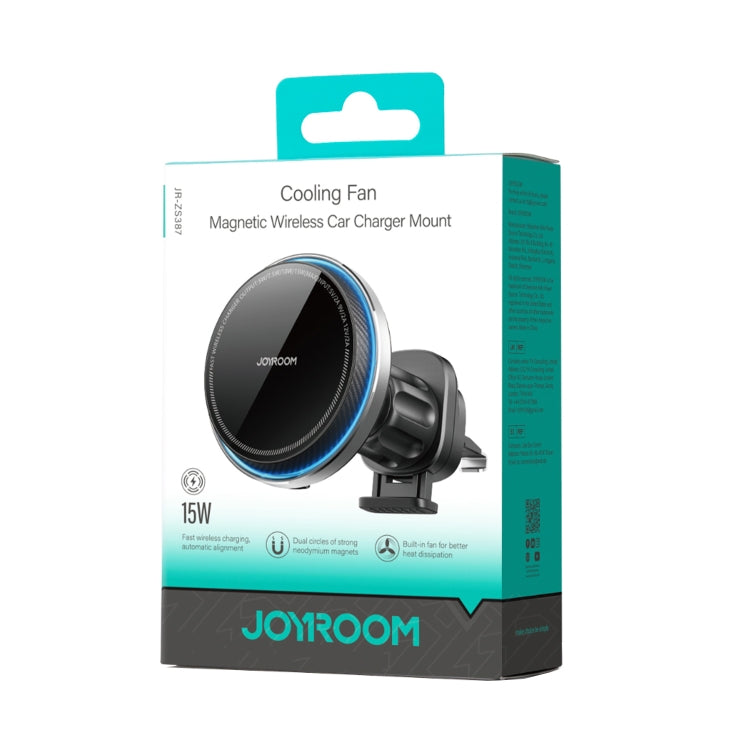 JOYROOM JR-ZS387 Cooling Fan Magnetic Car Wireless Charger Holder(Black) - Wireless Charger Holders by JOYROOM | Online Shopping UK | buy2fix