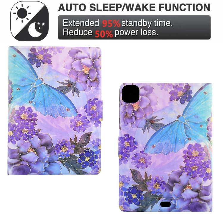 For iPad Pro 11 2024 Colored Drawing Smart Leather Tablet Case(Peony Butterfly) - iPad Pro 11 2024 Cases by buy2fix | Online Shopping UK | buy2fix