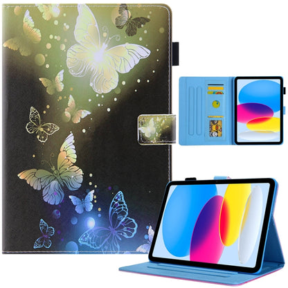 For iPad Pro 11 2024 Colored Drawing Leather Smart Tablet Case(Gold Butterflies) - iPad Pro 11 2024 Cases by buy2fix | Online Shopping UK | buy2fix