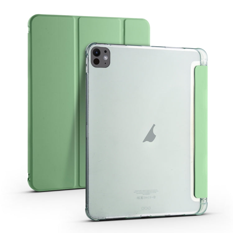 For iPad Pro 11 2024 3-fold TPU Leather Smart Tablet Case with Pen Slot(Matcha Green) - iPad Pro 11 2024 Cases by buy2fix | Online Shopping UK | buy2fix