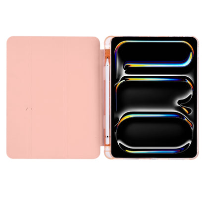 For iPad Pro 11 2024 3-fold TPU Leather Smart Tablet Case with Pen Slot(Pink) - iPad Pro 11 2024 Cases by buy2fix | Online Shopping UK | buy2fix