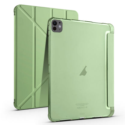 For iPad Pro 13 2024 Multi-folding TPU Leather Smart Tablet Case with Pen Slot(Matcha Green) - iPad Pro 13 2024 Cases by buy2fix | Online Shopping UK | buy2fix