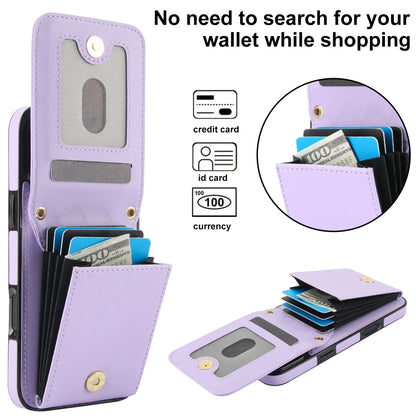 For iPhone 16 Pro YM015 Crossbody Rhombic Card Bag RFID Phone Case(Light Purple) - iPhone 16 Pro Cases by buy2fix | Online Shopping UK | buy2fix