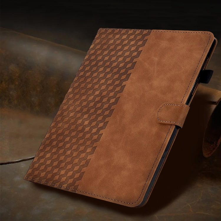 For iPad Pro 11 2024 Rhombus Embossed Leather Tablet Case(Brown) - iPad Pro 11 2024 Cases by buy2fix | Online Shopping UK | buy2fix