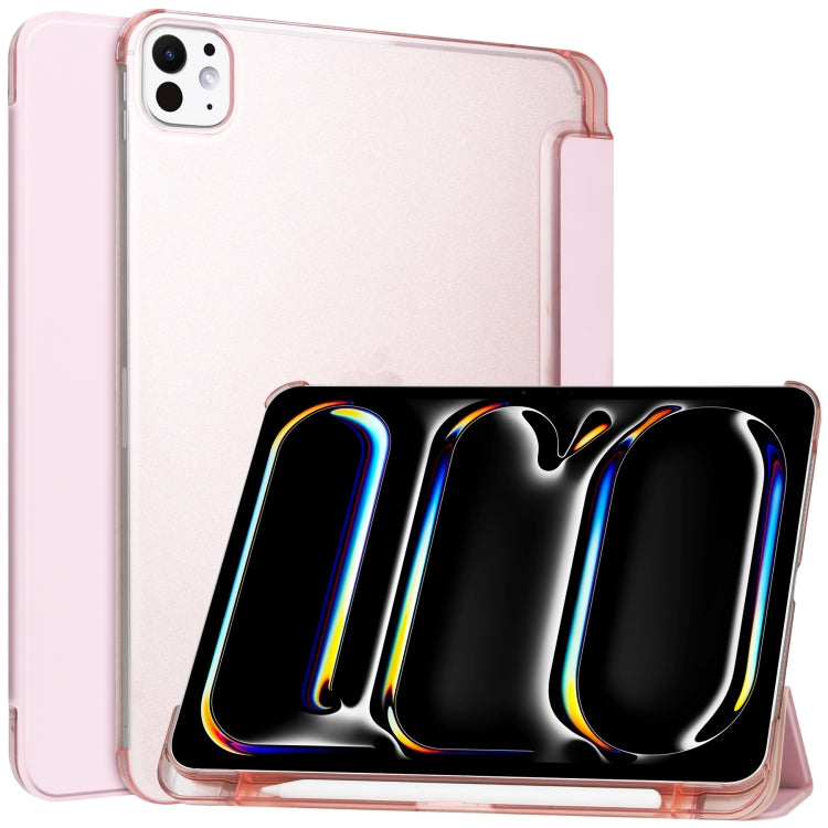 For iPad Pro 13 2024 3-fold Semi-transparent Frosted Smart Leather Tablet Case(Rose Gold) - iPad Pro 13 2024 Cases by buy2fix | Online Shopping UK | buy2fix