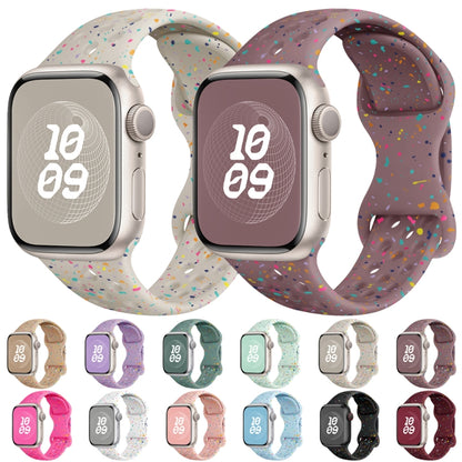 For Apple Watch Series 2 38mm Hole Style Butterfly Buckle Camouflage Silicone Watch Band(Light Purple) - Watch Bands by buy2fix | Online Shopping UK | buy2fix