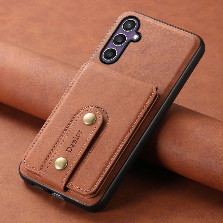 For Samsung Galaxy S23 FE 5G Denior D14 NK Retro Pattern MagSafe Magnetic Card Holder Leather Phone Case(Brown) - Galaxy S23 FE 5G Cases by Denior | Online Shopping UK | buy2fix