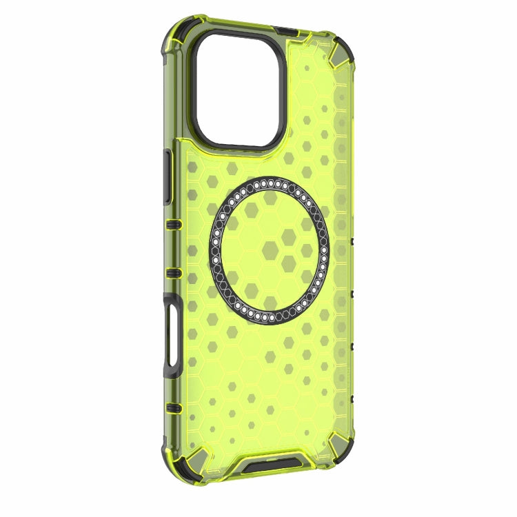 For iPhone 16 Pro Max Honeycomb Magnetic Ring Shockproof Phone Case(Green) - iPhone 16 Pro Max Cases by buy2fix | Online Shopping UK | buy2fix