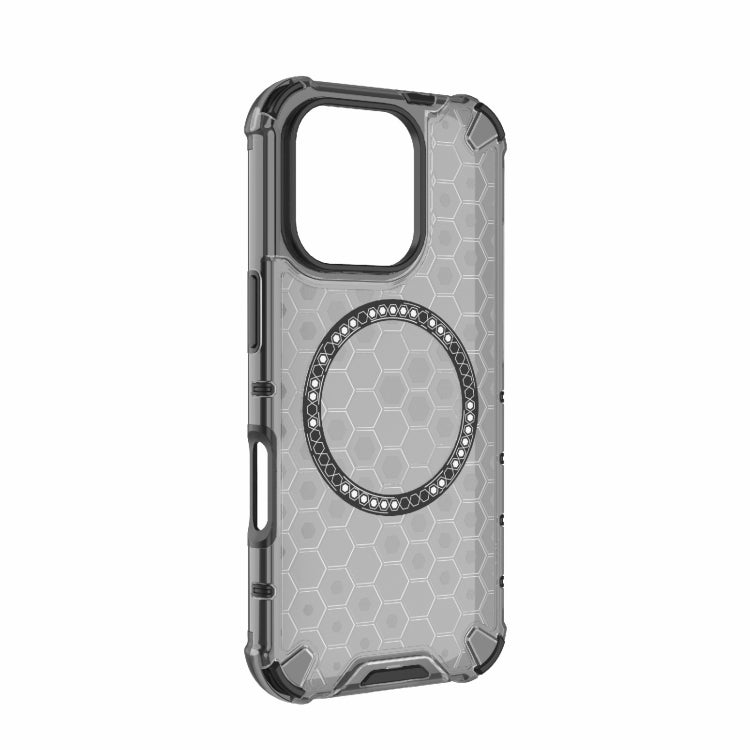 For iPhone 16 Pro Honeycomb Magnetic Ring Shockproof Phone Case(Black) - iPhone 16 Pro Cases by buy2fix | Online Shopping UK | buy2fix