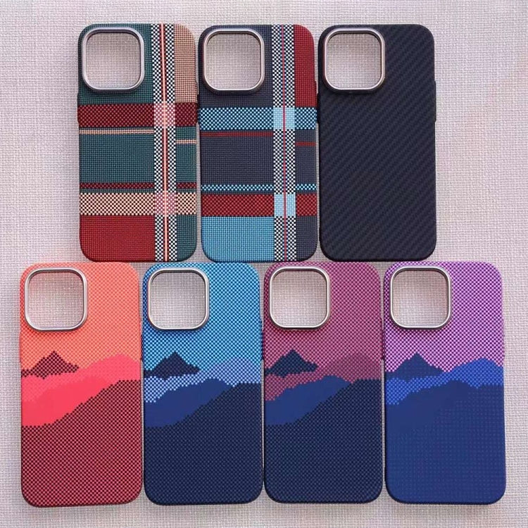 For iPhone 15 Pro Max Kevlar Carbon Fiber Texture MagSafe Magnetic Phone Case(Red Blue Checkered) - iPhone 15 Pro Max Cases by buy2fix | Online Shopping UK | buy2fix