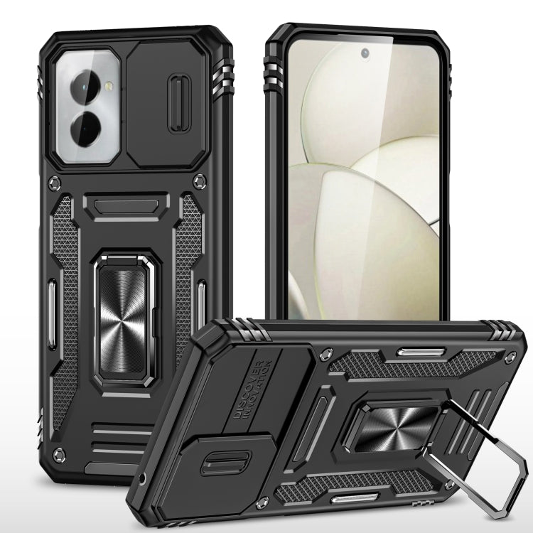 For Motorola Moto G Power 2024 Armor PC + TPU Camera Shield Phone Case(Black) - Motorola Cases by buy2fix | Online Shopping UK | buy2fix