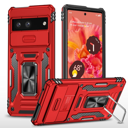 For Google Pixel 9/9 Pro Armor PC + TPU Camera Shield Phone Case(Red) - Google Cases by buy2fix | Online Shopping UK | buy2fix