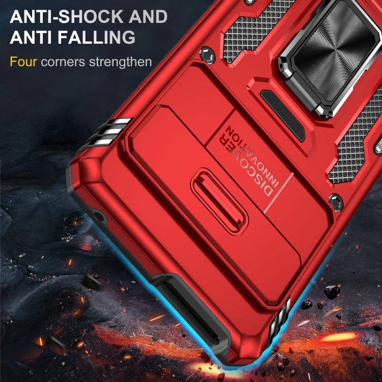 For Google Pixel 9/9 Pro Armor PC + TPU Camera Shield Phone Case(Red) - Google Cases by buy2fix | Online Shopping UK | buy2fix