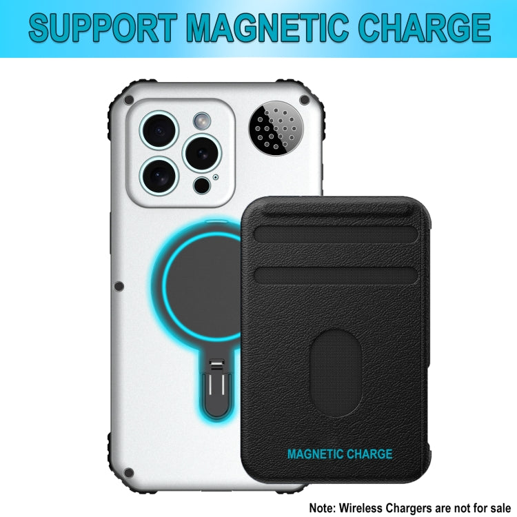 For iPhone 15 Pro Max Aromatherapy MagSafe Holder Life Waterproof Rugged Phone Case(Silver) - iPhone 15 Pro Max Cases by buy2fix | Online Shopping UK | buy2fix