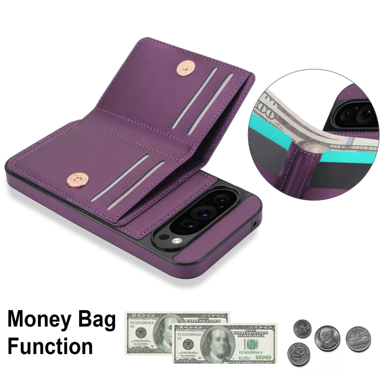 For Google Pixel 9 RFID Anti-theft Card Ring Holder Phone Case(Dark Purple) - Google Cases by buy2fix | Online Shopping UK | buy2fix