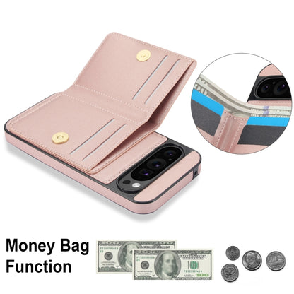 For Google Pixel 9 Pro XL RFID Anti-theft Card Ring Holder Phone Case(Rose Gold) - Google Cases by buy2fix | Online Shopping UK | buy2fix