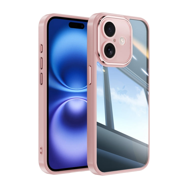 For iPhone 16 Acrylic Hybrid TPU Armor Shockproof Phone Case(Pink) - iPhone 16 Cases by buy2fix | Online Shopping UK | buy2fix