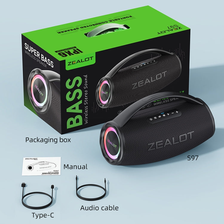 Zealot S97 80W Outdoor Portable RGB Light Bluetooth Speaker(Blue) - Waterproof Speaker by ZEALOT | Online Shopping UK | buy2fix