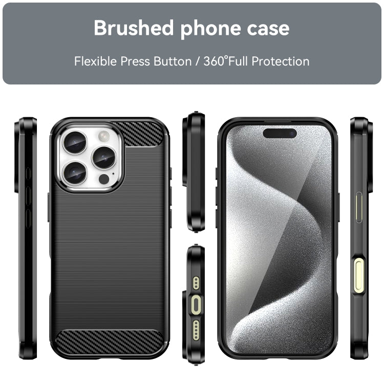 For iPhone 16 Pro Brushed Texture Carbon Fiber TPU Phone Case(Black) - iPhone 16 Pro Cases by buy2fix | Online Shopping UK | buy2fix