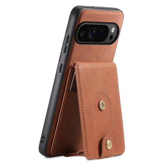 For Google Pixel 9 Pro Denior D14 NK Retro Pattern MagSafe Magnetic Card Holder Leather Phone Case(Brown) - Google Cases by Denior | Online Shopping UK | buy2fix