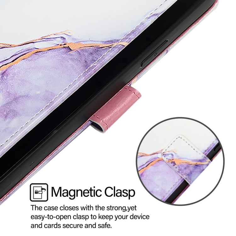 For Google Pixel 9 PT003 Marble Pattern Flip Leather Phone Case(White Purple) - Google Cases by buy2fix | Online Shopping UK | buy2fix