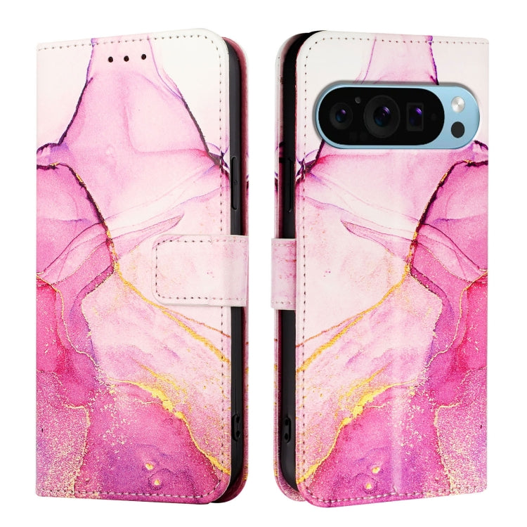 For Google Pixel 9 Pro XL PT003 Marble Pattern Flip Leather Phone Case(Pink Purple Gold) - Google Cases by buy2fix | Online Shopping UK | buy2fix