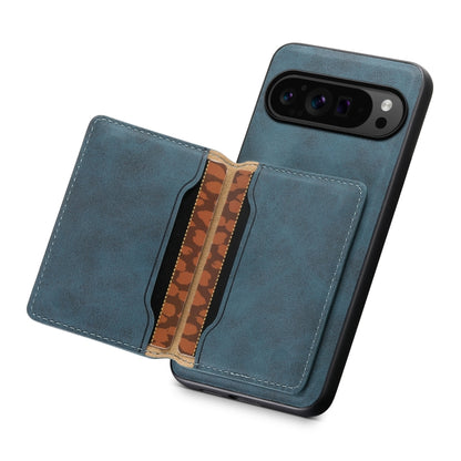 For Google Pixel 9 Pro Denior D13 Retro Texture Leather MagSafe Card Bag Phone Case(Blue) - Google Cases by Denior | Online Shopping UK | buy2fix