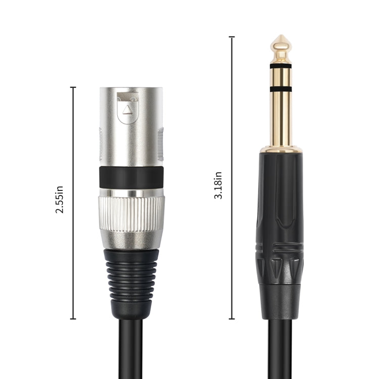 TC145BK55 6.35mm 1/4 TRS Male to XLR 3pin Male Microphone Cable, Length:1m(Black) - Microphone Audio Cable & Connector by buy2fix | Online Shopping UK | buy2fix