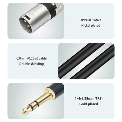 TC145BK55 6.35mm 1/4 TRS Male to XLR 3pin Male Microphone Cable, Length:3m(Black) - Microphone Audio Cable & Connector by buy2fix | Online Shopping UK | buy2fix