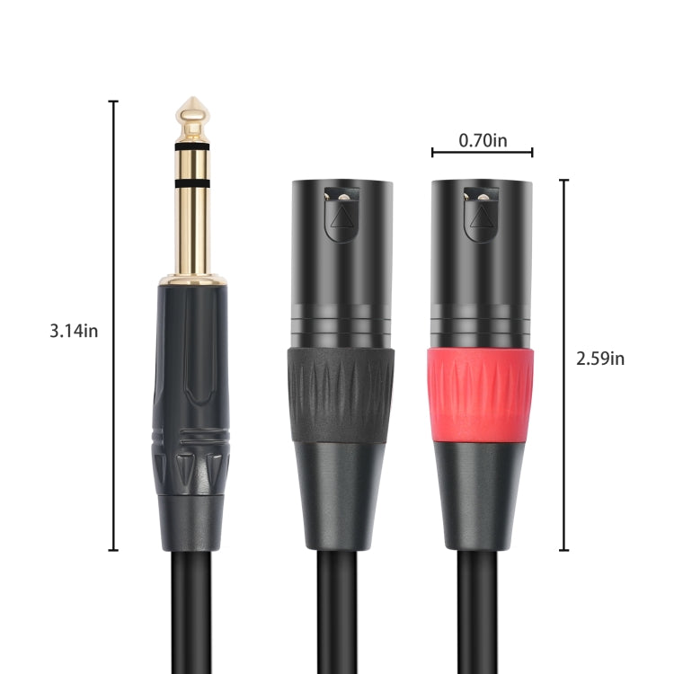 TC145YXK108RE-10 6.35mm 1/4 TRS Male to Dual XLR Male Audio Cable, Length:3m(Black) - Microphone Audio Cable & Connector by buy2fix | Online Shopping UK | buy2fix