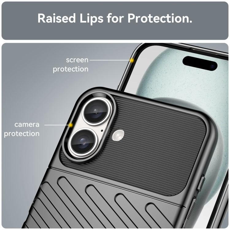 For iPhone 16 Plus Thunderbolt Shockproof Soft TPU Phone Case(Black) - iPhone 16 Plus Cases by buy2fix | Online Shopping UK | buy2fix