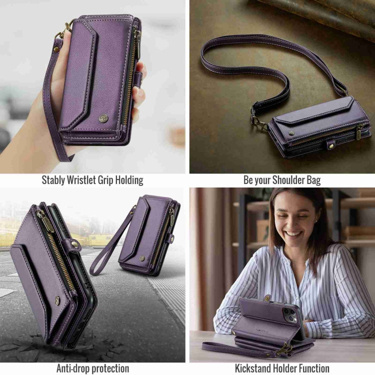 For iPhone 11 Pro CaseMe C36 Card Slots Zipper Wallet RFID Anti-theft Leather Phone Case(Purple) - iPhone 11 Pro Cases by CaseMe | Online Shopping UK | buy2fix