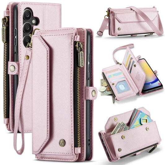 For Samsung Galaxy A25 CaseMe C36 Card Slots Zipper Wallet RFID Anti-theft Leather Phone Case(Pink) - Galaxy Phone Cases by CaseMe | Online Shopping UK | buy2fix