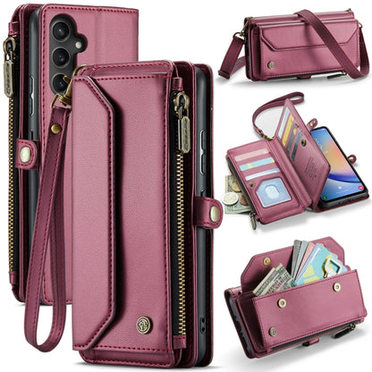 For Samsung Galaxy A34 5G CaseMe C36 Card Slots Zipper Wallet RFID Anti-theft Leather Phone Case(Wine Red) - Galaxy Phone Cases by CaseMe | Online Shopping UK | buy2fix