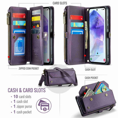 For Samsung Galaxy A55 5G CaseMe C36 Card Slots Zipper Wallet RFID Anti-theft Leather Phone Case(Purple) - Galaxy Phone Cases by CaseMe | Online Shopping UK | buy2fix