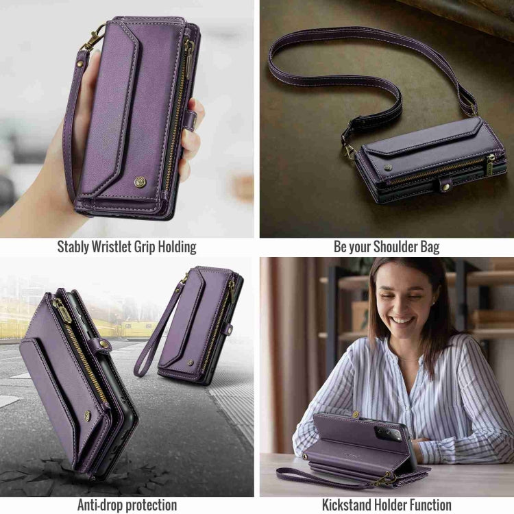 For Samsung Galaxy S20 FE CaseMe C36 Card Slots Zipper Wallet RFID Anti-theft Leather Phone Case(Purple) - Galaxy S20 FE Cases by CaseMe | Online Shopping UK | buy2fix